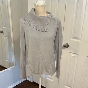 White House Black Market Light Gray Cowl Neck Sweater